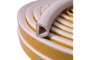 YINGERTOOL Weather Stripping Tape, Doors Windows Draught Excluder Self-Adhesive Anti-Collision Rubber D Type Foam Sealing Tape, Rubber Sound Insulation for Door Window Draught Stopper (White, Total 6M)