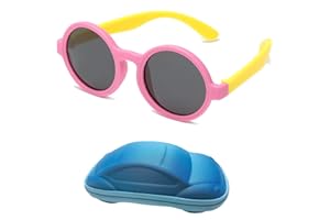 YAMEIZE Kid Piccoli e Cute - Occhiali da Sole Polarizzati Rotondi per Boys Girls dai 3 ai 10 anni Occhiali per Bambini con Protezione UV400 in Gomma Flessibile