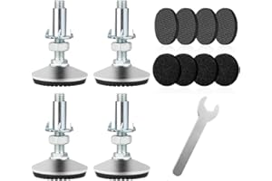 Tahikem 4 Set Adjustable Levelling Feet, M10 Height Adjuster Furniture Levellers Foot with T Nut Bolt, Table Leg Extenders, Screw In Cabinet Bed Table Chair Self Levelers Legs 2" Base 2" Thread Silver