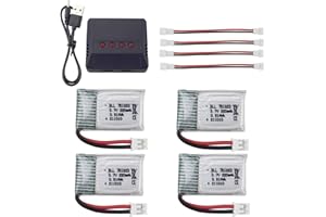 ZYGY 4PCS 3.7V 220mah Lithium Battery with 4 in 1 Charger for E010 E010C E011 E011C E013 GoolRC T36 NINHUI NH010 F36 H36 HS210 SANROCK GD65A ATOYX AT-66 UAV Battery