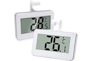 ARIATI 2 x Fridge Thermometer Digital Refrigerator Thermometer, Digital Waterproof Fridge Freezer Thermometer With Easy to Read LCD Display White