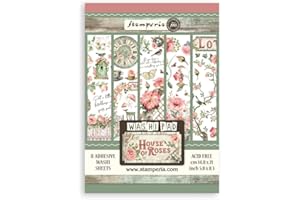 ‎STAMPERIA Stamperia - Washi Pad for Scrapbooking, Albums, Card Making, Bullet Journalling and More, Translucent, Easy to Cut, Acid Free, Perfect for Hobbies, Crafts and Gifting (House of Roses) (A5) (8 Sheets)