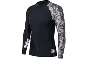 HUGE SPORTS Men's Splice UV Sun Protection UPF 50+ Skins Rash Guard Long Sleeves