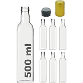 Afracam 500 ml Şeffaf Maraska Kilitli Kapaklı ve Kap&uuml;şonlu Boş Cam Şişe 6 Adet