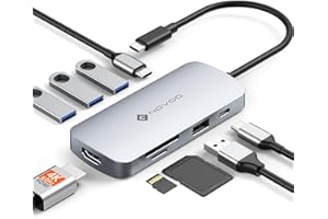 NOVOO Hub USB C 9-en-1 Adaptateur USB vers HDMI 4K@60Hz, 5 Ports USB, 100W PD, SD/TF Multiport USB Hub pour MacBook Pro/Air, HP, Dell, Lenovo