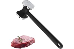 BUYSOW Batticarne in Lega di Zinco, Bifacciale Antiaderente Batticarne Pesante Martello con Manico Antiscivolo in Fibra di Nylon, Professionale Metallo Martello di Carne per Intenerire Manzo Maiale Pollo