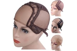 YANTAISIYU 4 "X4" U parte gorra de encaje suiza para hacer pelucas con correas ajustables peluca de malla(marron oscuro M)