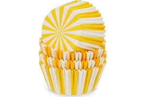 MoNiRo Pirottini di carta per muffin – Stampo per cupcake in carta con motivo giallo e bianco Swirl – Muffin – Stampo per cupcake – Pirottini di carta – Pirottini per muffin