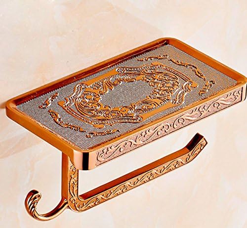 WHUA Antique Copper European Roll Holder Toilet Paper Box Bathroom Toilet Paper Rack,Printed/rosegold