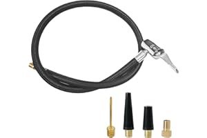 leruiyezs Tubo De Inflador Ruedas,Manguera Infladora De 60Cm con 4 Conector Rápido De Presión,Adaptadores De Válvula Compatible para Coche,Moto,Bici,Camión,Neumático Bomba Manguera,Bomba de Inflador