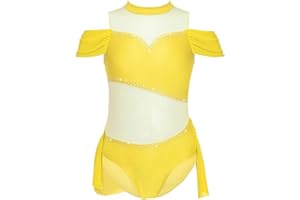 ranrann Enfant Fille Justaucorps Gymnastique sans Manches Strass Combinaison Gym Danse Patinage Leotard Costume Spectacle 5-16 Ans