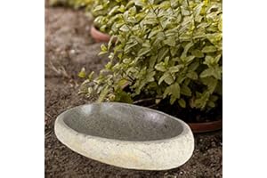 Oriental Galerie Vogeltränke frostfest + UV-Best. Naturstein Garten Vogelbad Wasserschale Wassertränke f. Vögel u. Insekten Stein Vogel-Schale Trinkstein Flussstein frostsicher Gartentränke 20-30cm