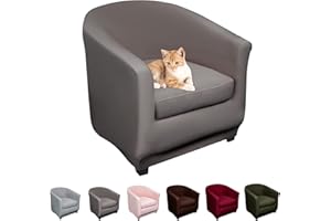 Lydevo Club Chair Covers 2 Piece Stretch Tub Chair Cover with Cushion Cover Leather Tub Chair Slipcover Pattern Washable non Slip Furniture Cover for Dining Living Room Reception,Gray