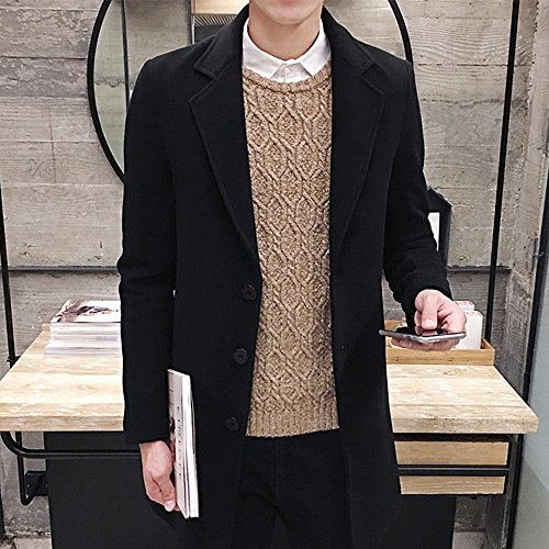 Holeider Tom Schneider Winterjacke, Malloom Männer Formale Einreiher Figuring Mantel Lange Wolljacke Outwear