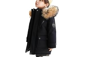 duxyoz Kids Parka Coat - Padded,Hooded,Thicken,Heavyweight,Windproof,Warm,Faux Fur Hood,Long Sleeve Casual Thermal Quilted Overcoat Snow Jackets 5-16 Years