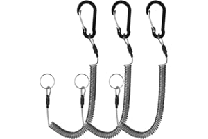 Dimeho Smycz zwijana, wytrzymała smycz wędkarska, bezpieczna, chowana, narzędzie wędkarskie, liny, akcesoria z klipsem ze stopu aluminium, do szczypiec, kajaków, kajaków, 3 szt. (czarna)