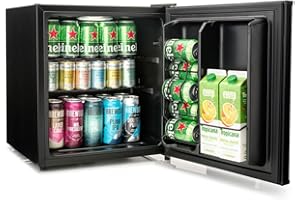 Subcold Cave50 LED Solid Door Beer Fridge for Wine & Drinks | Mini Chiller with Can Dispenser | 44 Cans (Black)