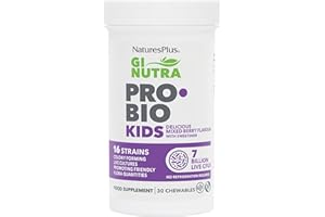 NATURE'S PLUS NaturesPlus GI NUTRA Pro Bio Kids - 16 Live Strains, 7 Billion Probiotics for Children with Prebiotics Fibre Complex - L Acidophilus, B. Longum - Vegan, Gluten Free - 30 Chewable Tablets