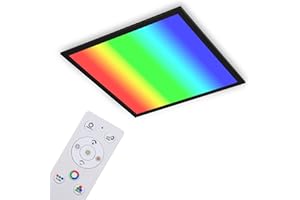 Briloner Leuchten - Ultraflache Deckenlampe RGB, Deckenleuchte CCT, LED Panel, Farbtemperatur einstellbar, Farbwechsel, Dimmbar, Fernbedienung, Schwarz, 45 x 45cm