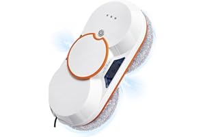 Kouamor Robot Nettoyeur de vitres Intelligent - 5600 Pa, Fonction de pulvérisation Automatique, télécommande, 10 Chiffons en Microfibre pour fenêtres/Portes en Verre/carrelage (B)
