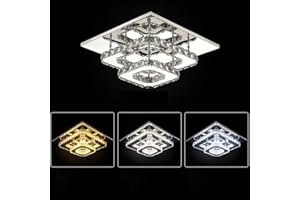 FINKTONGLAN 通用 Cristal LED Luz de techo Lámpara de techo Cristal Lámpara de acero inoxidable K9 Moderna Luminaria empotrada Luminaria Luminaria Luminaria Lámpara de techo para comedor Sala de estar(multicolor)