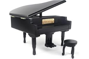 Sinzyo My Neighbor Totoro Boîte à Musique Noire en Forme de Piano Avec Tabouret Cadeau d'anniversaire créatif pour la Saint - Valentin(Piano Noir)