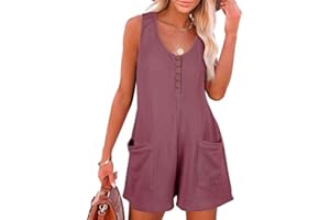 Sukiglam Salopette Donna Estiva Tuta Corta Senza Manica Scollo a V Casual Allentata Jumpsuit con Tasche Pezzo Unico Gamba Larga Tute Elegante Pagliaccetto Spiaggia Vacanza Outfit