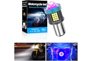 KaiDengZhe H6 LED Bombilla para Faros de Moto con Ojo de Ángel de Rayos Azules, 1 PZ Moto BA20D LED Luz con 4 Modos de Iluminación, 12 V-80 V 3000LM LED Bombilla con Proyector HD (Blanco)