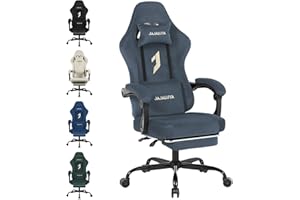 JAJALUYA Gaming Chair,Office Chair Ergonomic Computer Chair with Footrest Headrest Lumbar Support＆Massage,Micro Suede is And Breathable Suitable for Adult Office video Gaming Desks Chairs (grey)