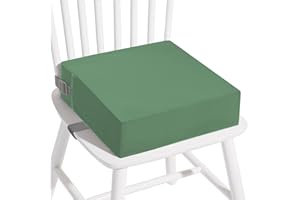 ACEBLISS Toddler Booster Seat for Dining Chair, PU Washable Double Straps Kids Booster Seat for Dining Table, Portable Travel Booster Cushion (Dark Green)