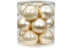 MAGIC BY INGE MAGIC Weihnachtskugeln Glas 8cm 12 STK. Christbaumkugeln Farbe: Perle - Champagner Opal/matt