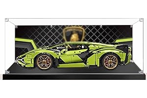 APRILA Acrylic Display Case for Lego 42115 Lamborghini Sián FKP 37 Race Car, Transparent Dustproof Display Box, 62 x 30 x 20CM