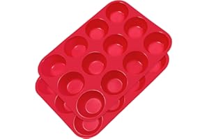 Xpieoyrm 2 Pezzi Teglia Muffin Antiaderente con 12 Stampo Muffin, teglia muffin, stampi da forno in silicone riutilizzabili, senza BPA e lavabile in lavastoviglie, per Cupcakes, Budino