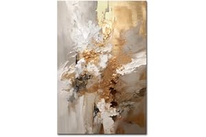 Mintura Großes Kunstwerk, handgefertigtes abstraktes Goldgemälde auf Leinwand, Wandkunst, Bild für Wohnzimmer, Heimdekoration, Hotel (60 x 90 cm, ungerahmt)