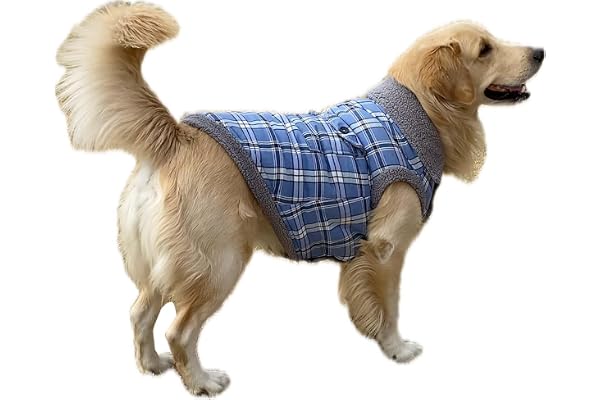 Lulala Warm Dog Coat, Puffer Dog Coat for Cold Weather, Quilting Winter Dog Jacket with Ultra Thick Plush Pockets (Blue-26 Inch)