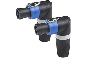 wecan 2 Packs 4 Pin Right Angle Speaker Plug Speakon Connector, Speaker Jacks and Connectors Nl4fx Speakon Cables, Nl4fc Male Female Converter Nl2fx Plug Speakers Powercon Twist Lock