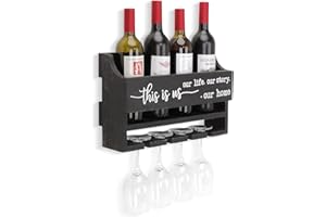 AOAOPQ Wall Mounted Wine Rack Wall Hanging Wine Holder Mail Rack Wine Storage Organizer for Kitchen Pantry Dining Room Bar Wine Cellar Rustic Black