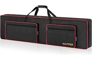 OUUTMEE funda 88 keyboard, para pianos electrónicos, tela Oxford 600D con 10 mm Inicio, Gigbag (negro) a prueba de golpes, impermeable, cuatro protectores de esquina