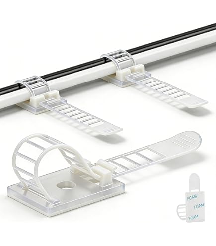 Bolatus 100 stuks kabelbinders 100 stuks zelfklevende kabelbinder basishouders kabelorganizer voor thuiskantoor, garage en werkplaats (150 mm x 2,5 mm wit