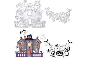 CHINPING 2 pezzi Fustella modello di taglio a forma di casa zucca ragnatela fantasma taglio goffratura stencil fustelle per Halloween fai da te scrapbooking carte di carta arti mestieri decorazione