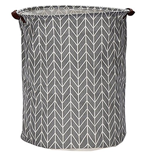 LAAT Falten Wäschehammer Eimer Badezimmer zylindrische Leinwand Aufbewahrungsbox mit Totes Baumwollgewebe mit wasserdichtem PE-Beschichten Futter öffnen Fässer 40*50CM - 3