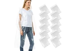 ALBOYI 10 | 12 Pack Disposable Rain Ponchos, Waterproof Rain Poncho for Women & Men, Adult Raincoats with Drawstring Hood, Outdoor Activities, Clear, Multicolor
