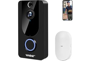 VANBAR Video Doorbell Wireless, 1080P HD Smart WiFi Door View with Chime, PIR Motion Detection, 2-Way Audio, 166° Wide Angle, Night Vision, IP65 Weatherproof, Free Cloud Storage for Home
