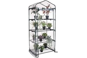 EACOMMERCE Serra da Giardino e Balconi con copertura in PVC impermeabile per Orti, Piante e fiori (4 Ripiani - 69x49x157H cm)