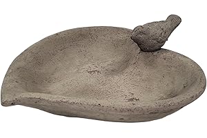 BUSDUGA 4328 Vogelfutterschale Steinoptik in Herzform 24x24cm, Vogeltränke Vogelbad Ton