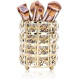 Tompig Porta-pennelli per trucco, contenitore per trucchi, portapennelli, in cristallo, rotondo, per trucchi, cosmetici, ross