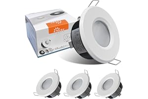 SWEIER Spot Encastrés IP65 Étanches, Plafonnier pour Salle de Bain et Cuisine, Luminaire LED GU10, en Aluminium Coulé, Ø 68mm, Finition Blanc Mat (Ampoules Non Incluses) - Lot de 4