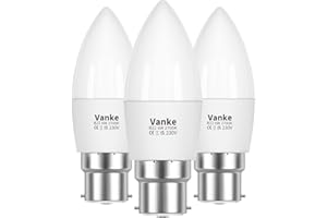 Vanke Bayonet Candle Light Bulb 40w Equivalent, B22 LED Bulbs Warm White 2700K, 6w Energy Saver Bulb, 470 Lumen, Non-Dimmable, 3-Pack