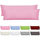 Dalina Textil &ndash; Set of 2 Pillowcases 45 x 90 cm &ndash; Pillowcase 90 cm Long Envelope Shape, Breathable and Soft Polyester, No Zip