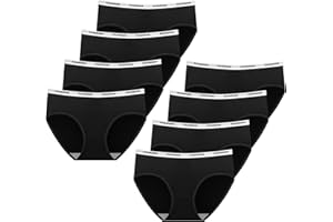 AYBUY 8 Pack Teen Girls Knickers, Soft Briefs Cotton Seamless Underwear, Underpants Essential Elastic Panties, Plain Knicker for Age 8-18 Girls and Women